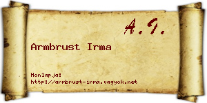 Armbrust Irma névjegykártya